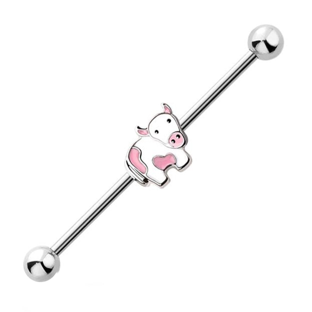 Cute Cow Industrial Barbell 14G 316L Surgical Steel