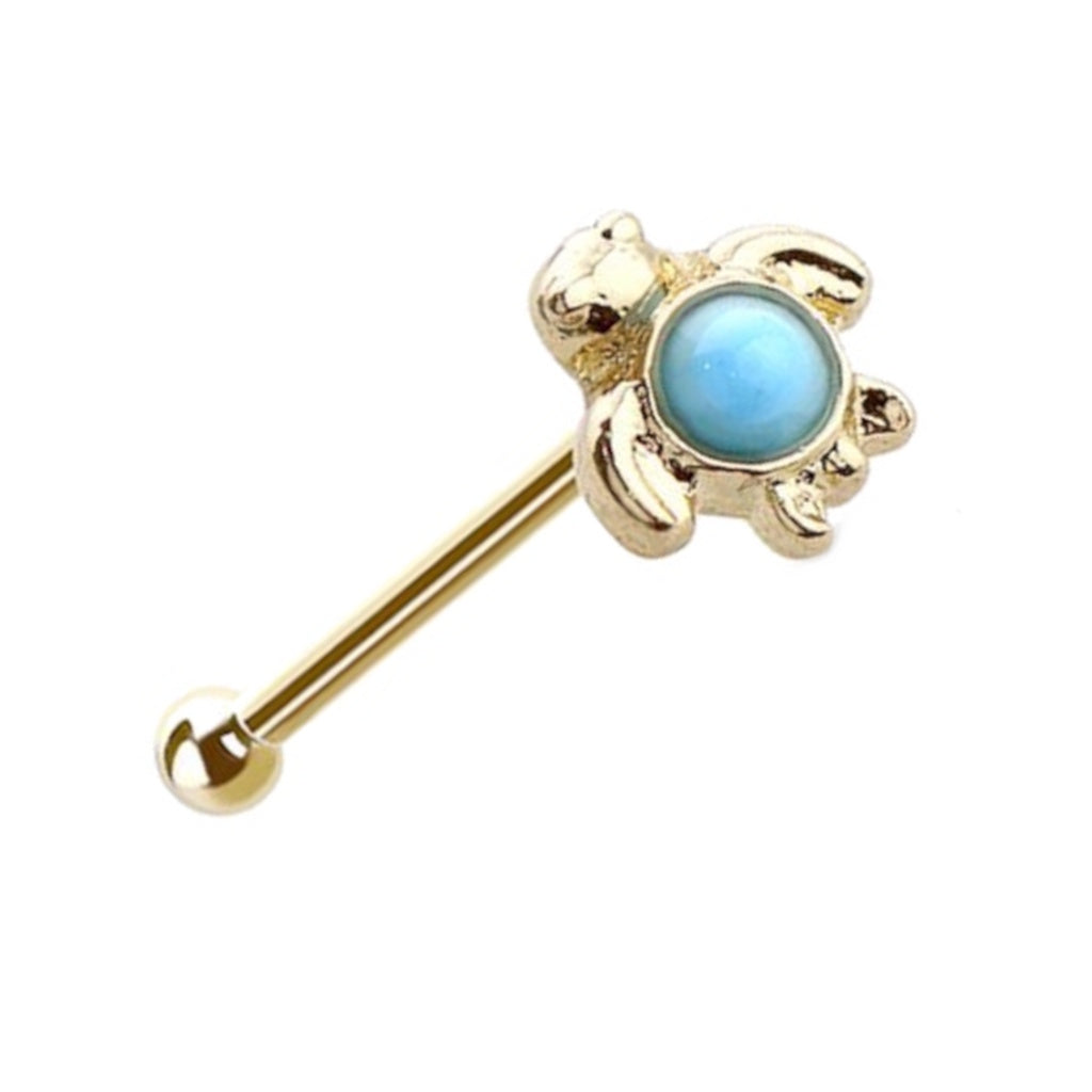 Sea Turtle Turquoise Nose Stud 20G Surgical Steel