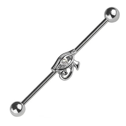 Eye of Horus Industrial Barbell 14G 316L Surgical Steel Brass