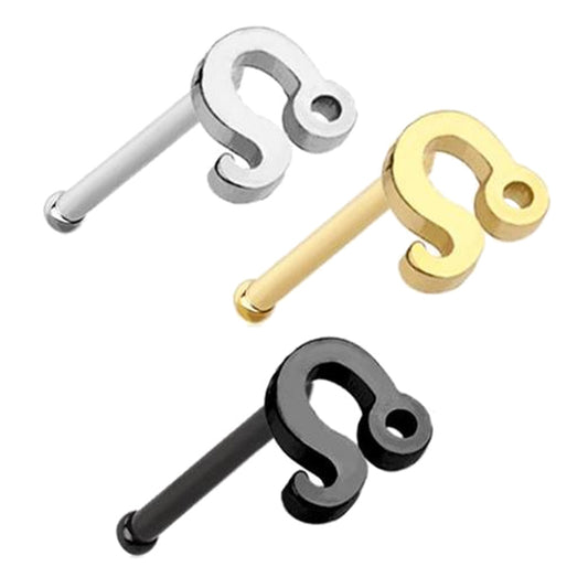 Leo Zodiac Nose Bone Stud 20G 1/4" 316L Surgical Steel Nose Ring